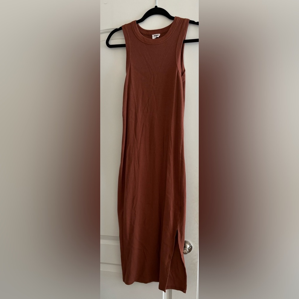 Cotton On Brown ribbed bodycon midi dress